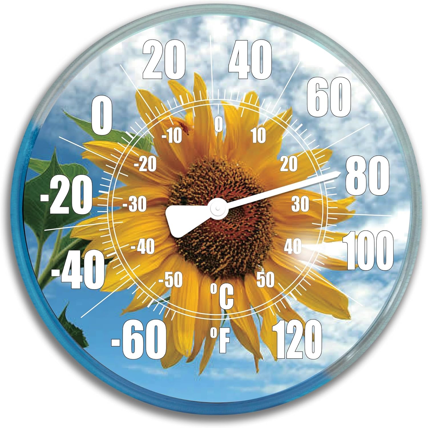 Swim Central Sunflower and Hummingbird Outdoor Thermometer and Wall Clock Set - 12"