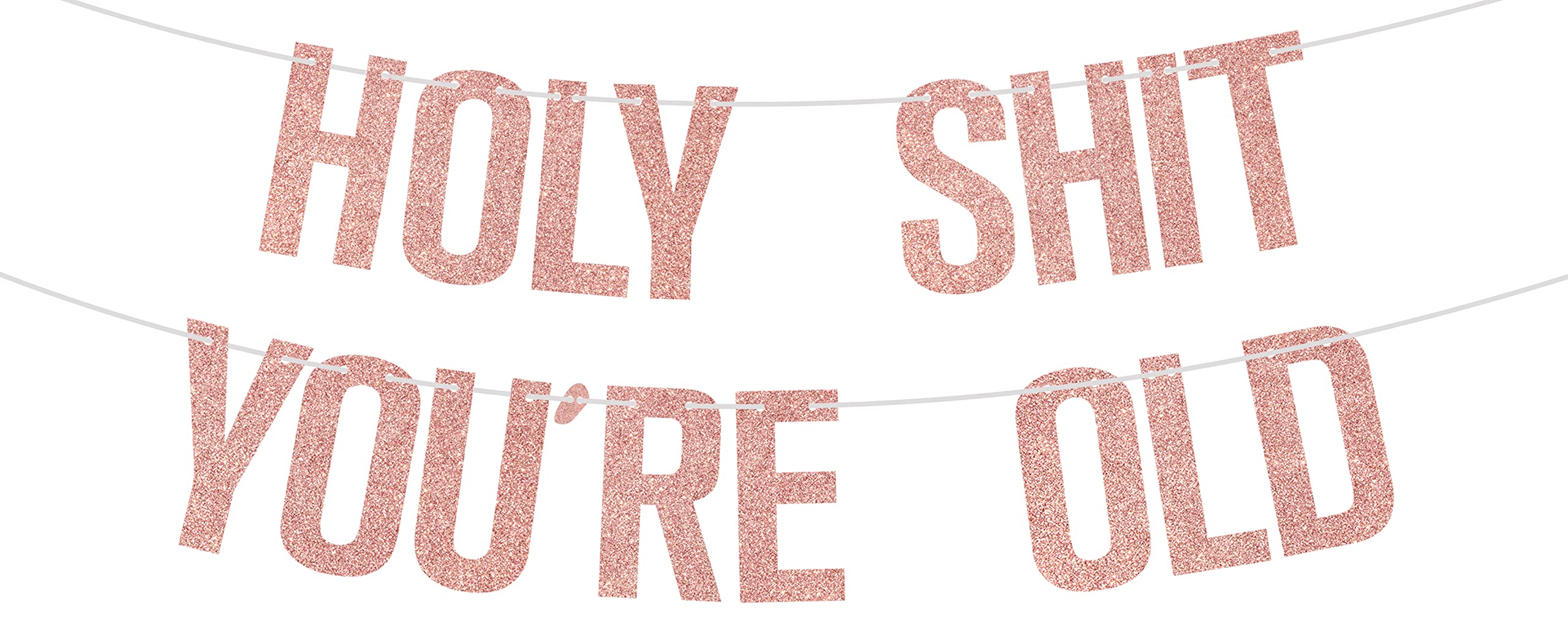 Buy Holy Shit You're Old Banner Rose Gold Glitter, 30th/40th/50th/60th ...