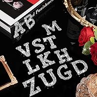 Vista 2 de Tigeen 52 calcomanías de letras con purpurina de diamantes de imitación de la A a la Z, calcomanías autoadhesivas para planchar para ropa
