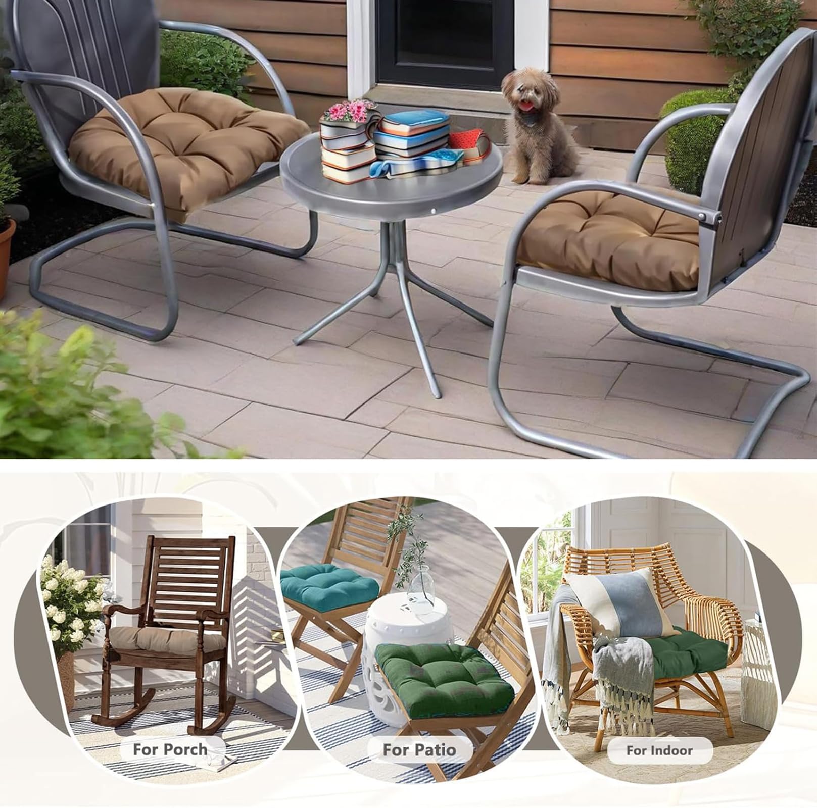 Genérico 2 Piezas Cojín de Asiento de sofá en Forma de U, Cojines en Forma de U para Interiores y Exteriores para Asiento de Silla de Mimbre para Mecedora de Interior y Exterior (Beige)
