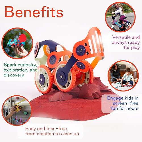 Miniatura 3 de Clixo Mars Rover Pack - Juguete magnético de construcción con ruedas que brillan en la oscuridad, 30 piezas magnéticas flexibles para exploración