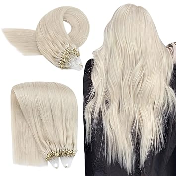 Amazon Com Youngsee Micro Ring Bead Hair Extensions Platinum Blonde Remy Human Hair Extensions Loop Micro Ring Blonde Micro Ring Real Hair Extensions 1g S 50g 24 Inch Beauty Personal Care