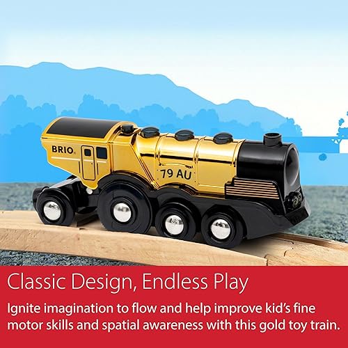 Miniatura 5 de BRIO World 33630 Mighty Golden Action Locomotora  Tren de juguete a pilas con efectos de luz y sonido para niños a partir de 3 años