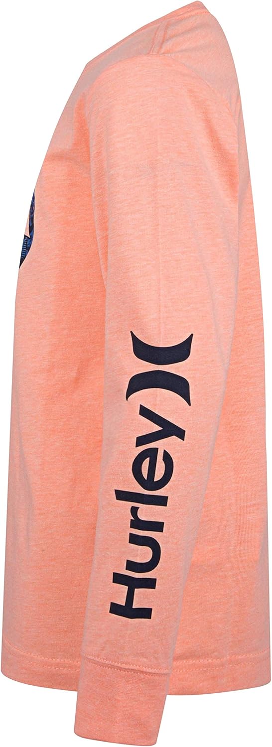 Hurley Boys' Long Sleeve One and Only Graphic T-Shirt 4 Mango/Circle Print