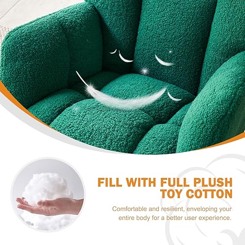 Miniatura 29 de Kiztir Mecedora para guardería, respaldo alto, deslizador de peluche, tapizado, reclinable, moderna mecedora para dormitorio, sala de estar,