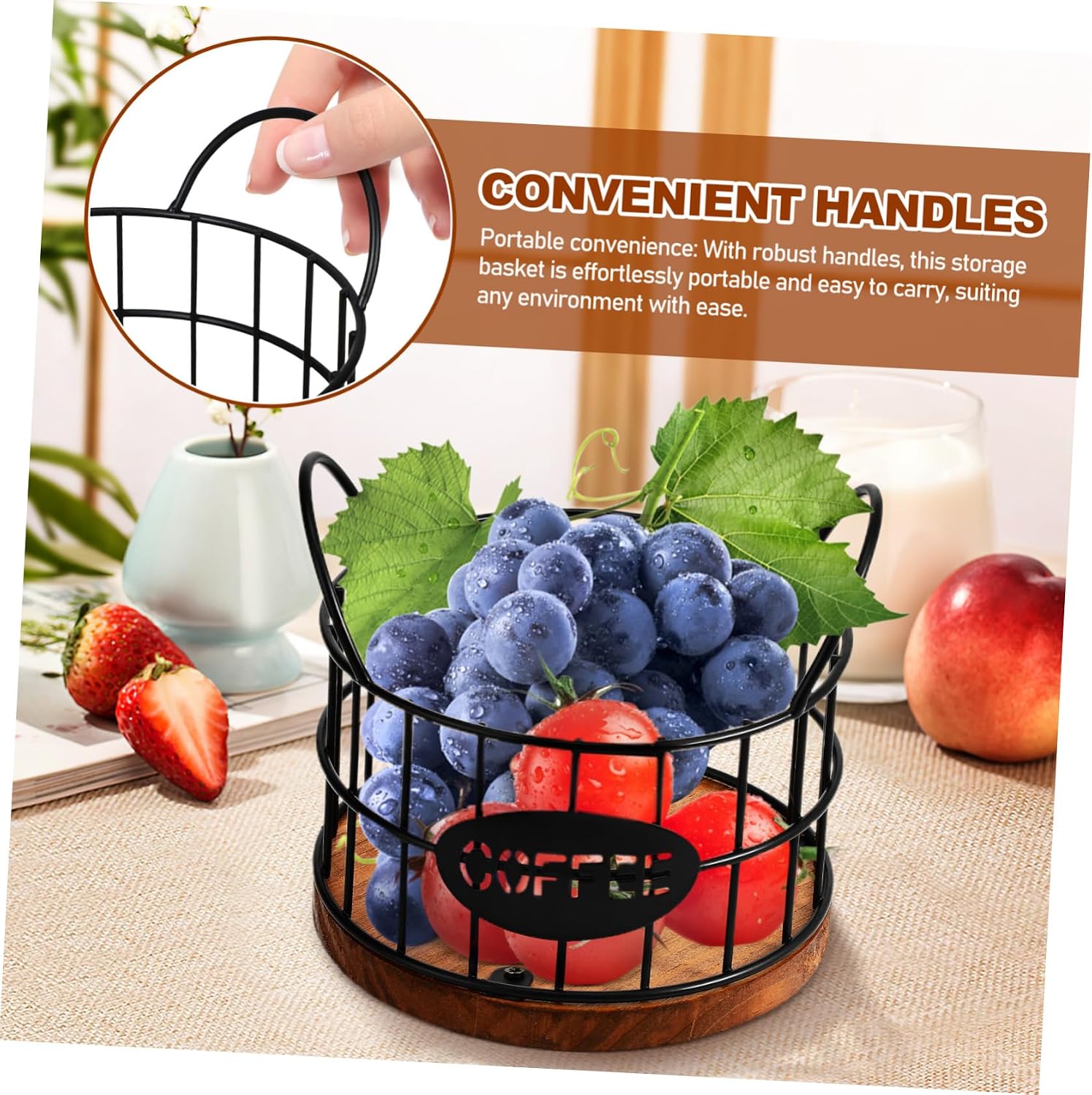 OUNONA Espresso Capsule Holder Coffee Station Organizer Metal Wire Basket Storage Stand