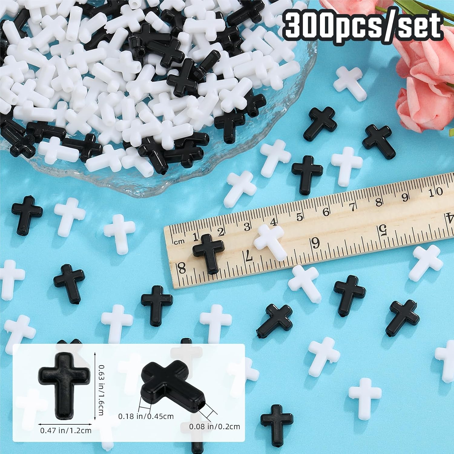 Ornaland Mini Cross Beads, Easter Crucifix for Rosary Making Bulk, 300 Pcs image 2