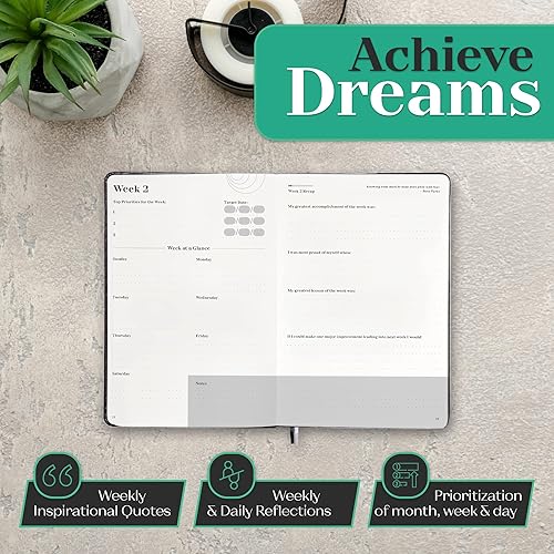 Miniatura 4 de One Day - Agenda de ejecución diaria - Paquete de 4 - Diario de gratitud diario sin fecha con citas positivas - Cuadernos diarios de gestión de