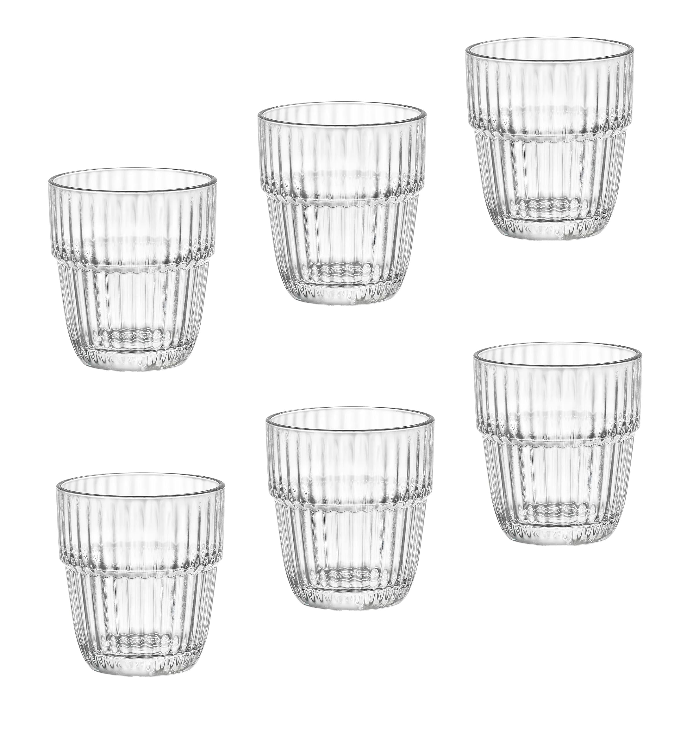 Bormioli Rocco Barshine 10.3 oz. Stackable Rocks Drinking Glasses, Clear, Set of 6