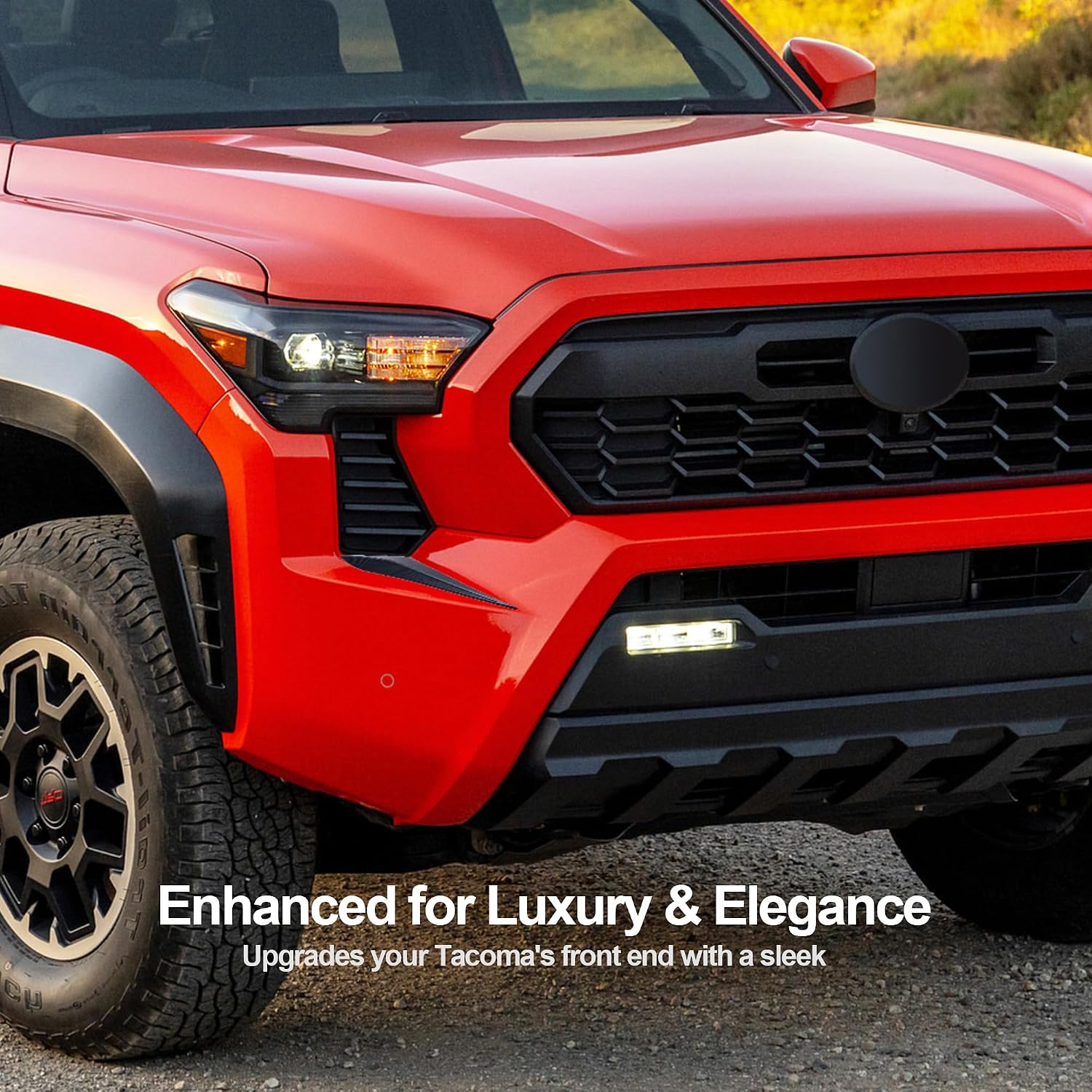 Front Side Grille Patch Decor Fit For Toyota Tacoma 2024 2025 Exterior Upgrade 4th Gen Tacoma Accessories Front Headlight Grille Overlays ABS Construction Toyota Tacoma Accessories 2024 2025