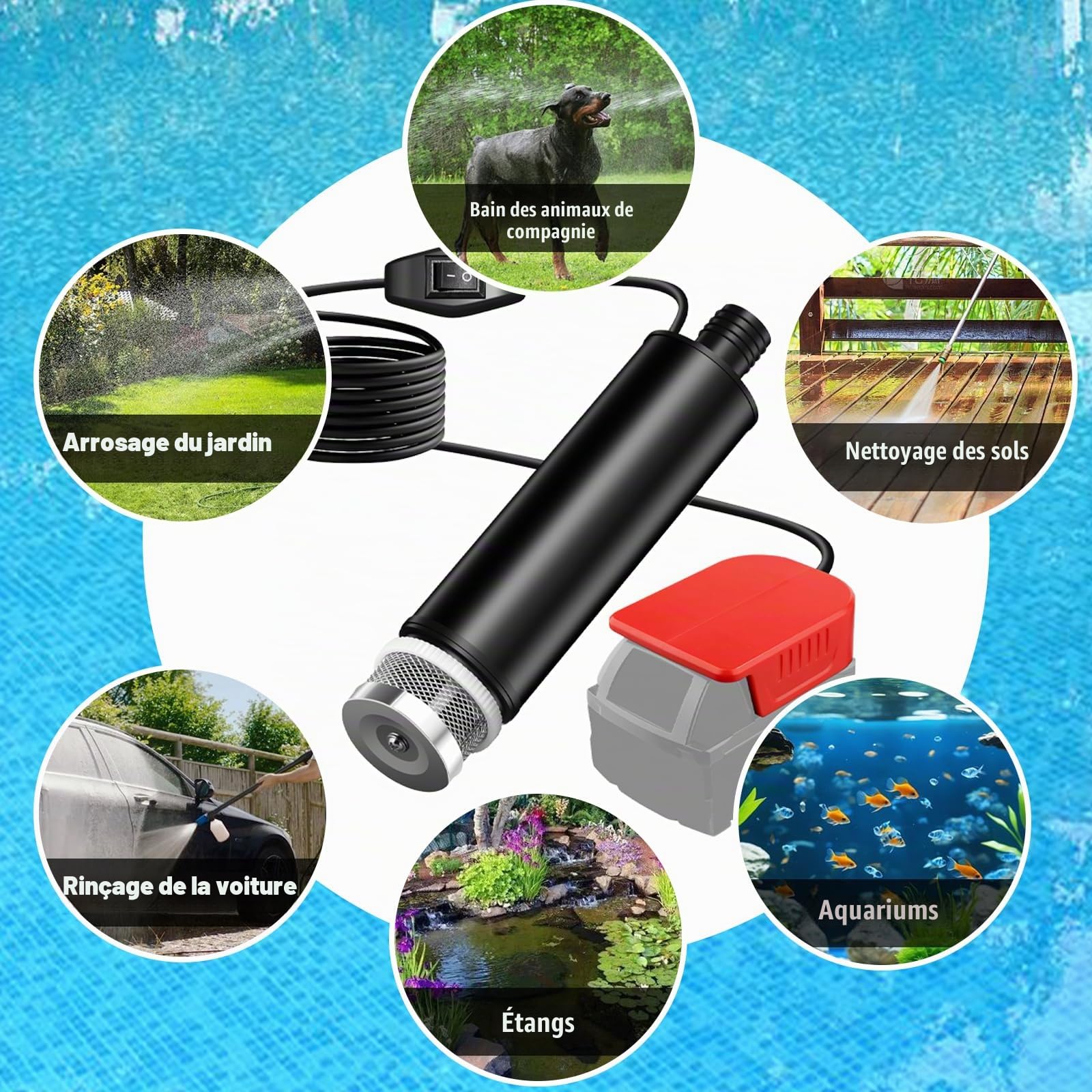 Pompe Submersible Sans Fil Compatible Avec Batterie Einhell 18 V: Pompe à Eau à Batterie, Pompes Submersibles, Petite Pompes Submersible Portable Pour Vider Les Piscines, Jardins