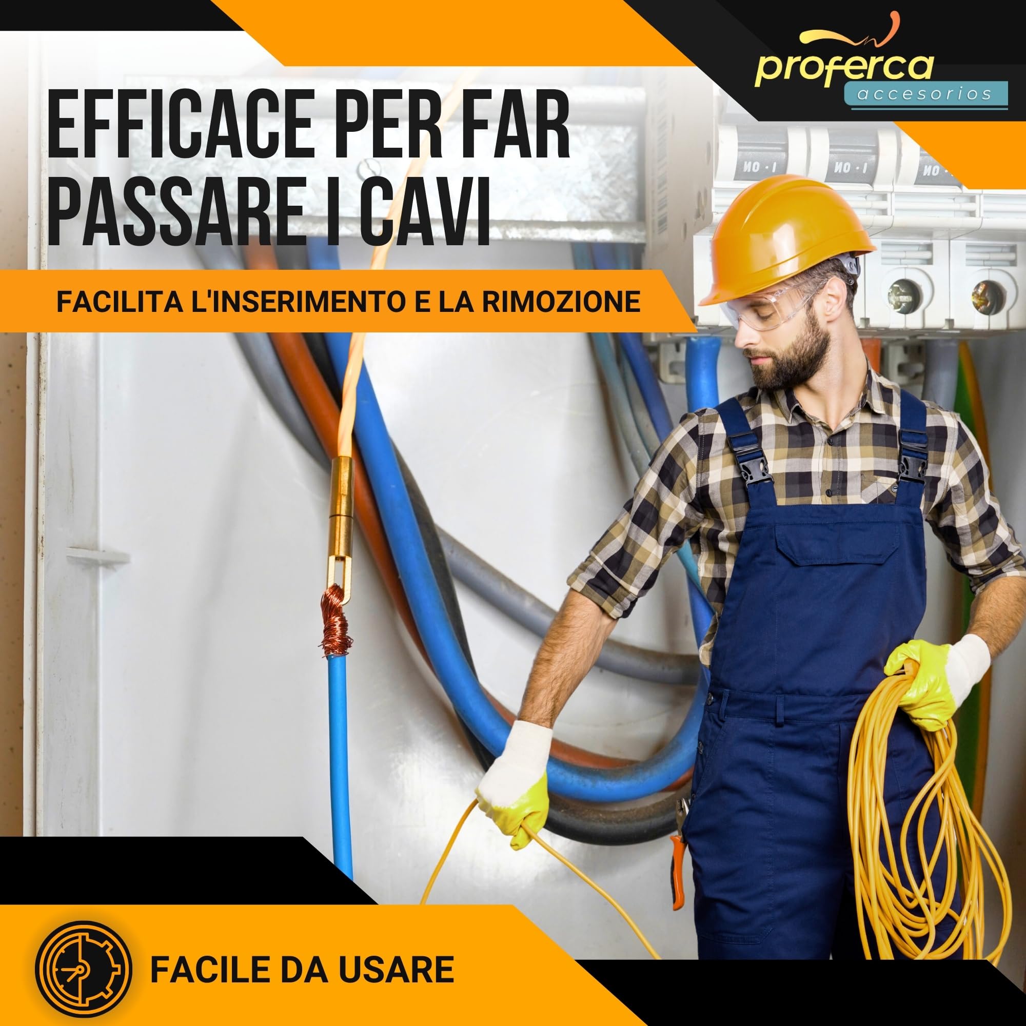 Kit di accessori di ricambio per sonda passacavi 3mm | 1 Occhiello tirante, 2 Testa flessibile | 3mm acciaio M4
