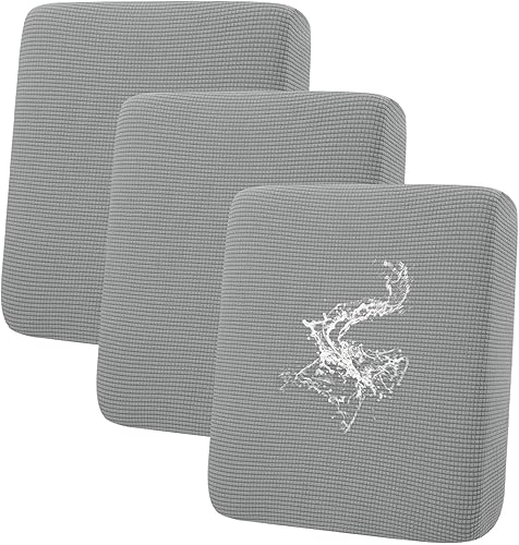 Miniatura 10 de hyha - Fundas de cojín impermeables para sofá modular, fundas de cojín de sofá en forma de L, tela jacquard gruesa, funda de diván con parte Gris