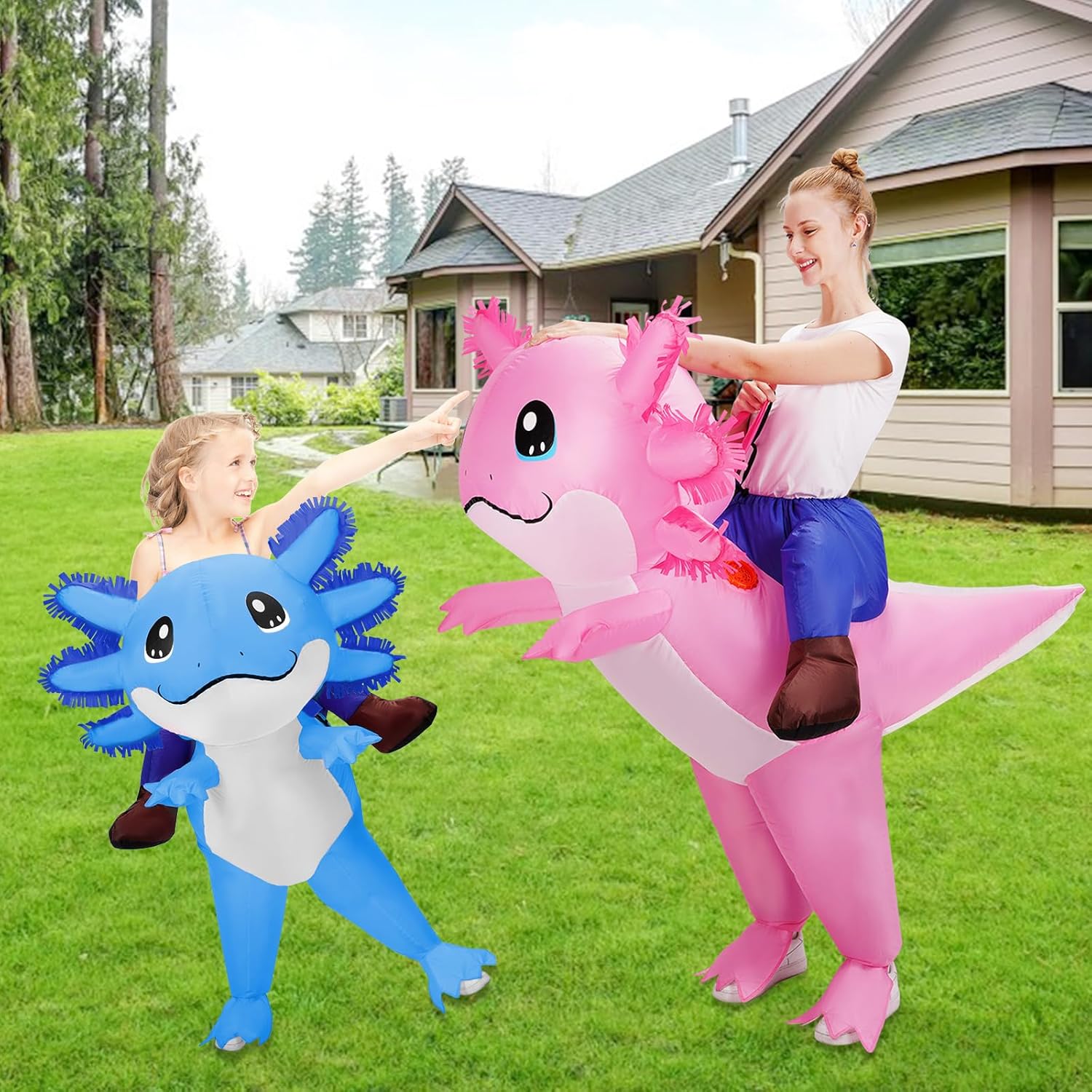 Stegosaurus Inflatable Axolotl Costume for Kids Halloween Costumes Kid Blow Up Costume Ride on Axolotl Costumes for Boys Girls Cosplay Party - Image 7