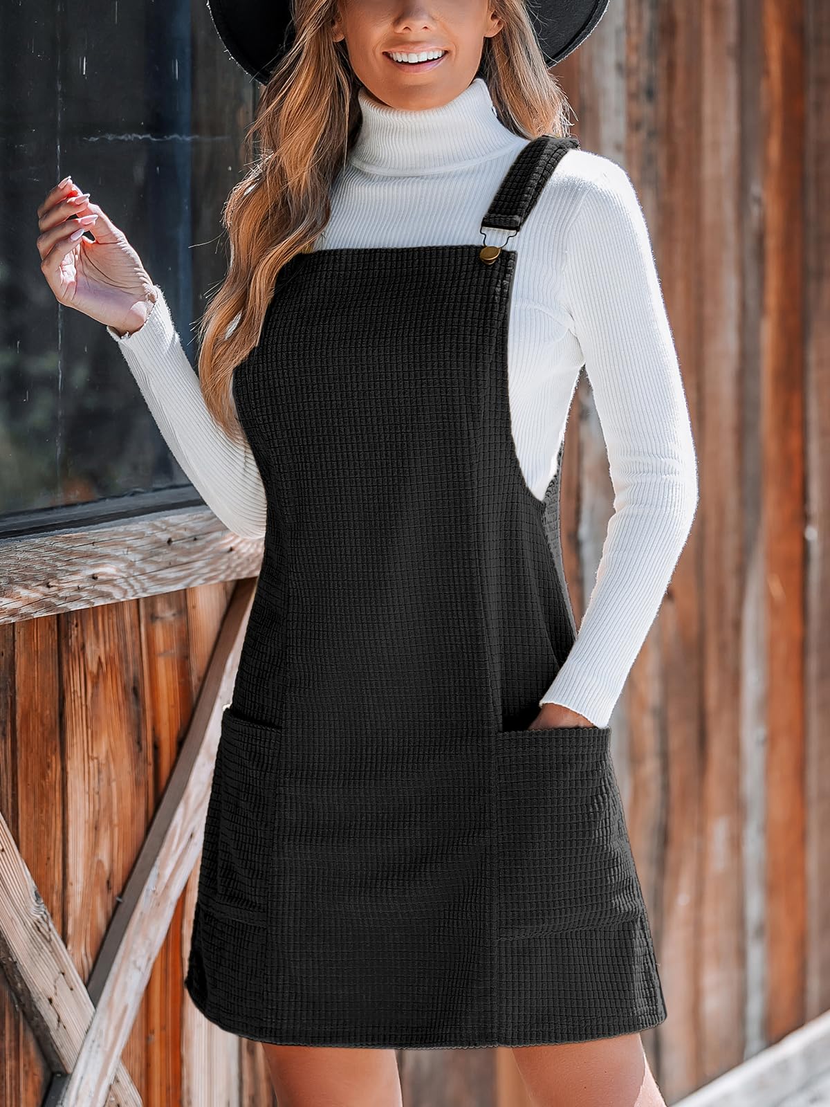 CUPSHE Damen Cord Latzkleid Ärmellos Freizeitkleid Herbst Winter Minikleid