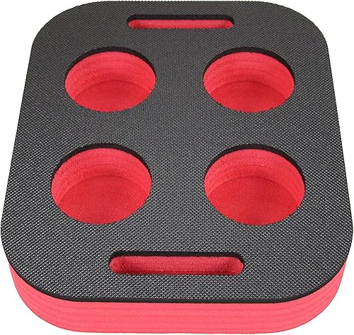 Miniatura 4 de Polar Whale 2 soportes para bebidas flotantes de color rojo y negro para piscina o playa o fiesta flotador de espuma duradera 6 compartimentos