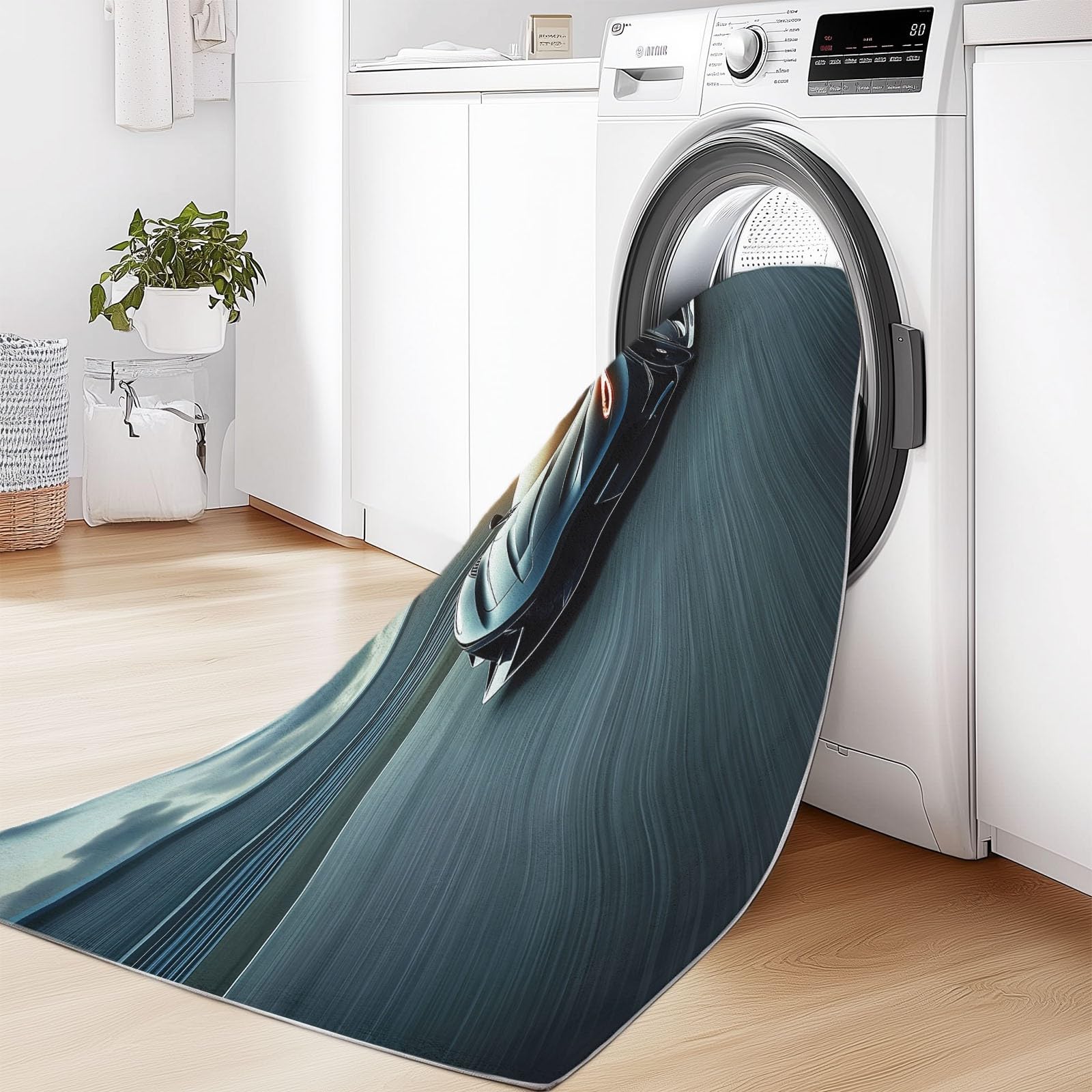 Morbido tappeto a pelo corto, 120 x 180 cm, con veicoli sportivi, lavabile, per soggiorno, camera da letto, sala da pranzo, cameretta dei bambini, blu