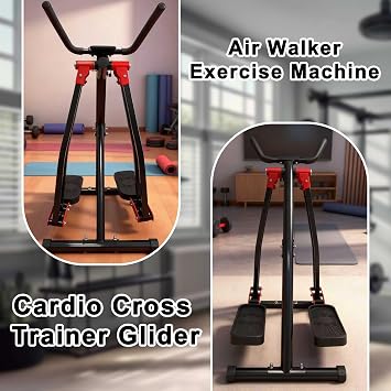 KINMAC Air Walking Elliptical Exercise Machine - Foldable Low-Impact Cardio Trainer with LCD Monitor, Extended Stride & Non-Slip Pedals for Home Gym