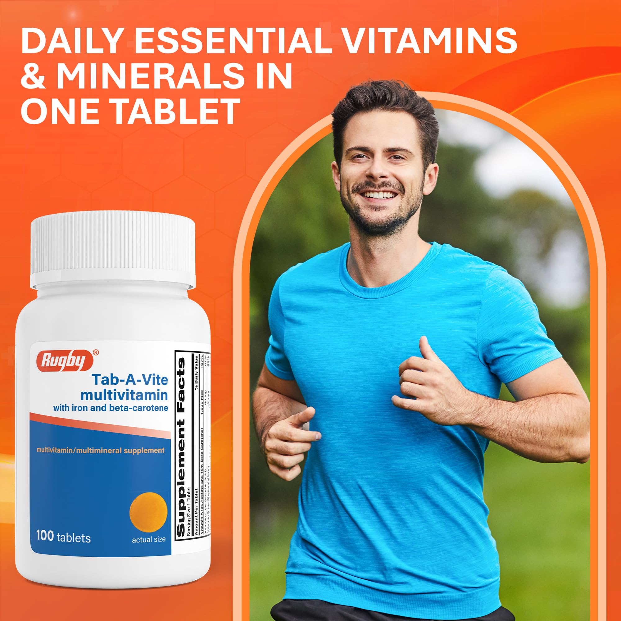 Rugby Tab-A-Vite Multivitamin with Iron and Beta-Carotene, 100 Tablets — Amazon image 5