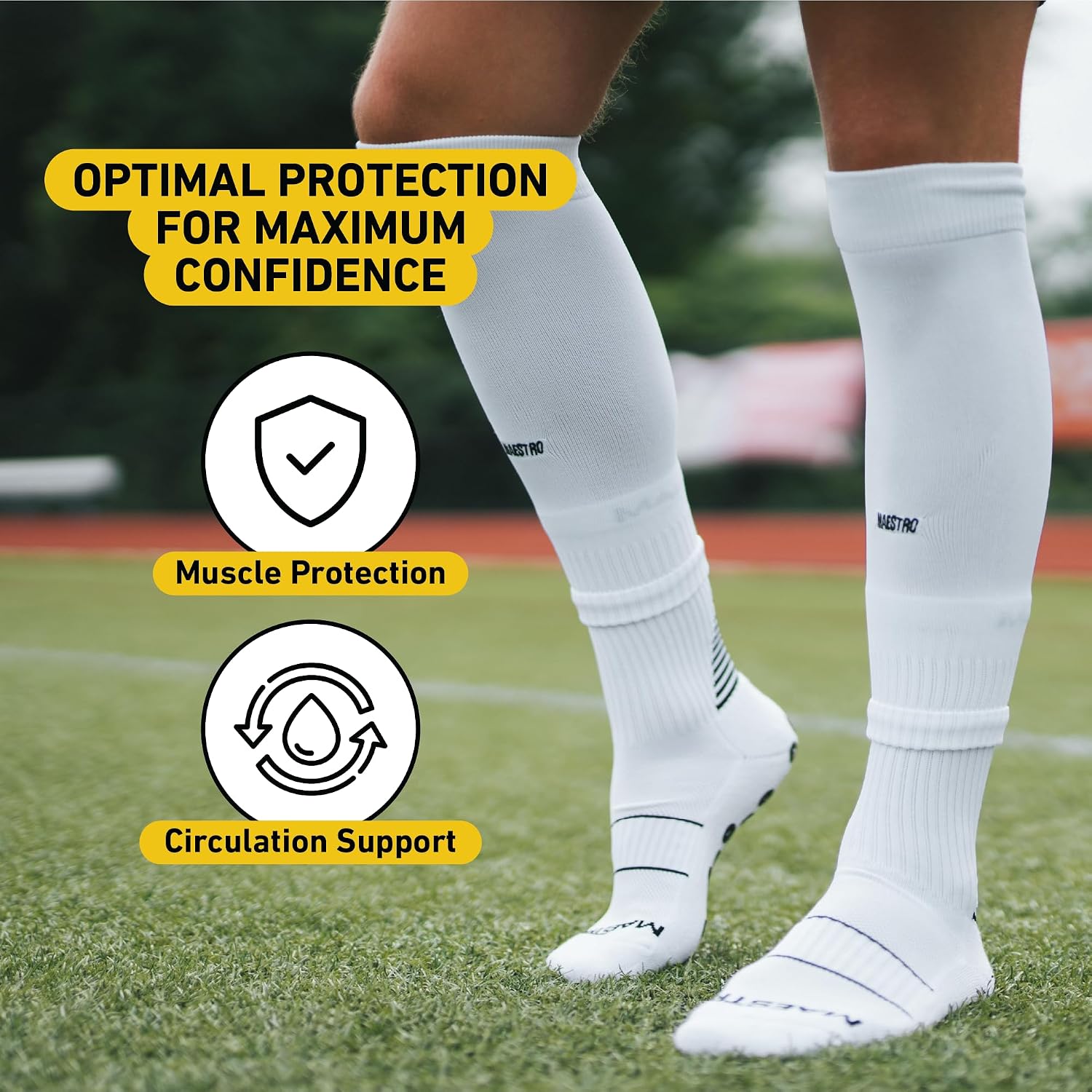Maestro Leg Sleeves - Calf Compression Sleeves for Men & Boys, Compatible With Shin Guards & Grip Socks for Soccer, Football
