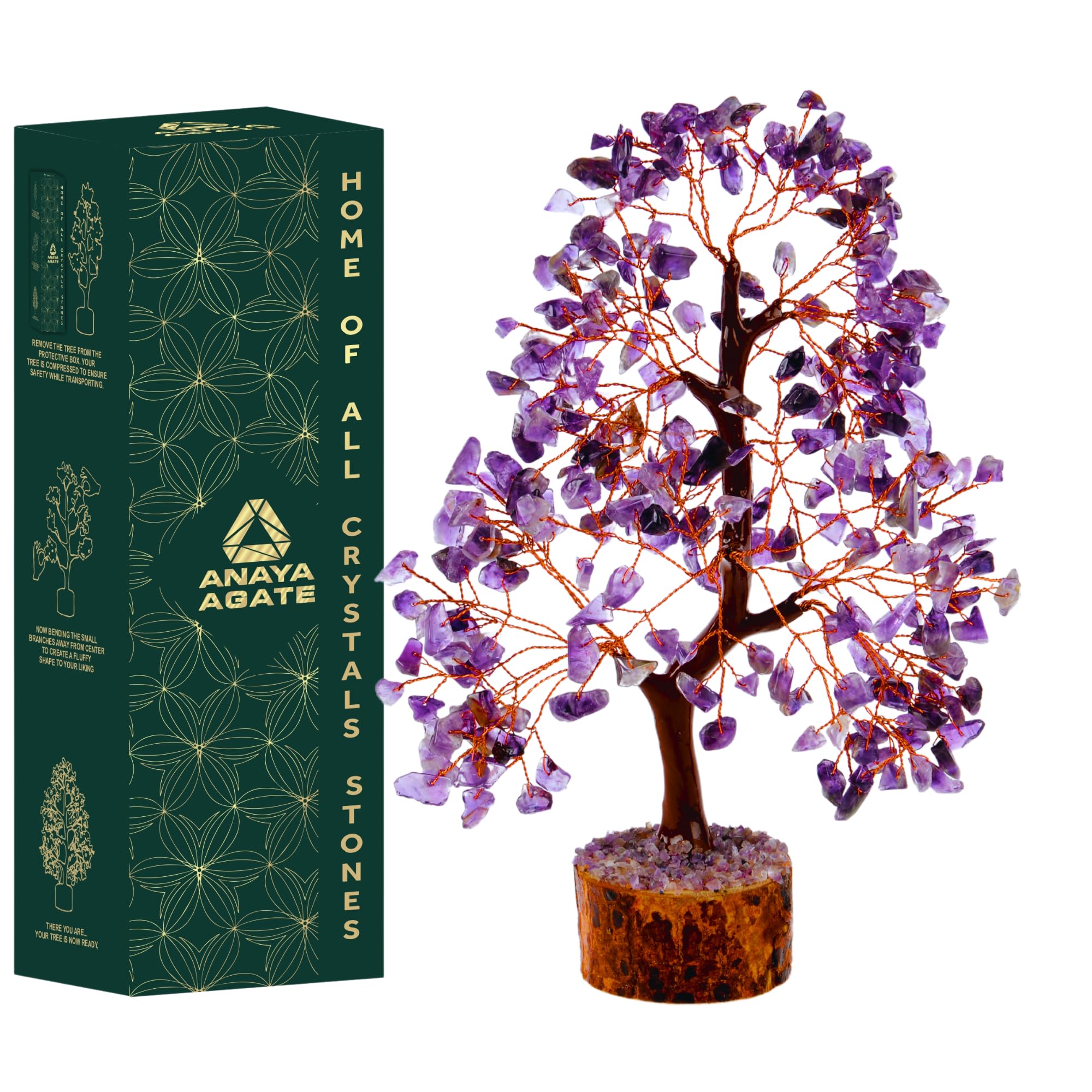 ANAYA AGATE Amethyst Tree of Life Crystal Trees for Home, Office, and Desk Decor - Handmade Bonsai Tree for Positive Energy, Healing & Money - Good Luck Spiritual for Thanksgiving for Women & Men โ image 1