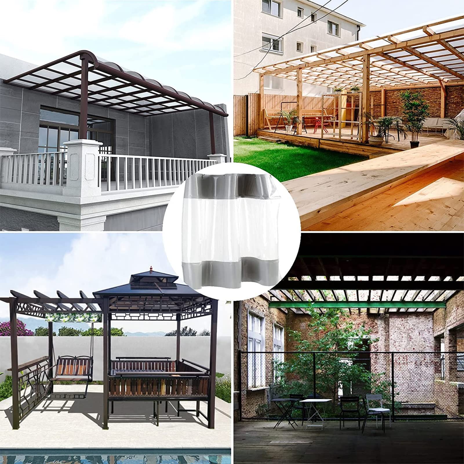 Wasserdichte transparente PVC-Plane, Seitenteile mit Ösen, klare Outdoor-Planen-Vorhänge für Veranda, Pergola, Terrasse, Pavillon, schützende Gartenabtrennung (350 x 230 cm)