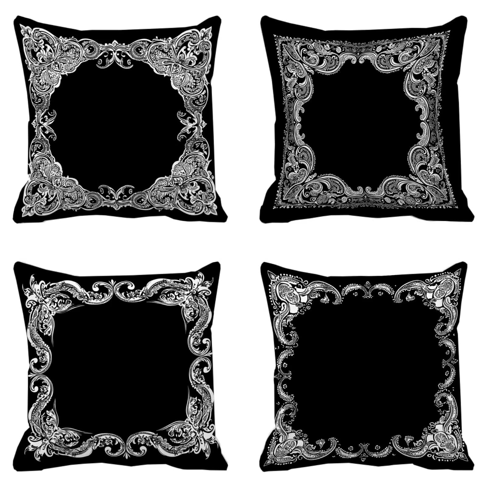 Cojines Sofa Fundas Cojines 70x70cm SúPer Suave Cojin En blanco y negro Sencillez Juego de 4, Fundas Almohada Impermeable Exterior, Interior Y Exterior Cojin Decor, Para JardíN Sillaterraza P-209