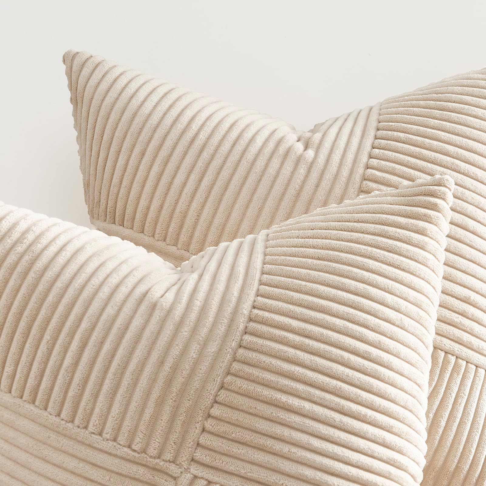 Topfinel Tan Cushion Covers 40x40 cm 16x16 Inch Set of 2 Corduroy Patchwork Pinwheel Throw Pillow Cases with Invisible Zipper Decorative Sofa Cushion Covers for Living Room Bedroom Sofa Bed - Image 4