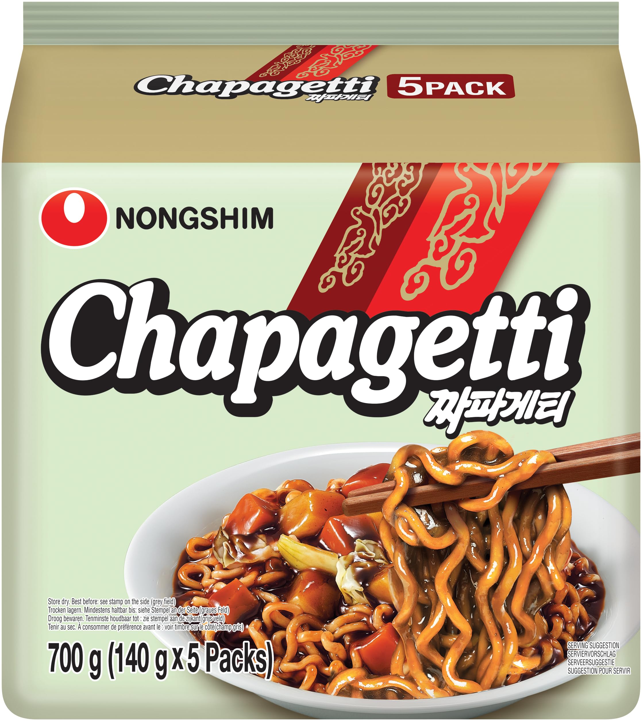 Nong Shim Instantnudeln Chapaghetti – Traditionelles koreanisches Nudelgericht - schnelle Zubereitung – 1er Multipack - 5 x 140g