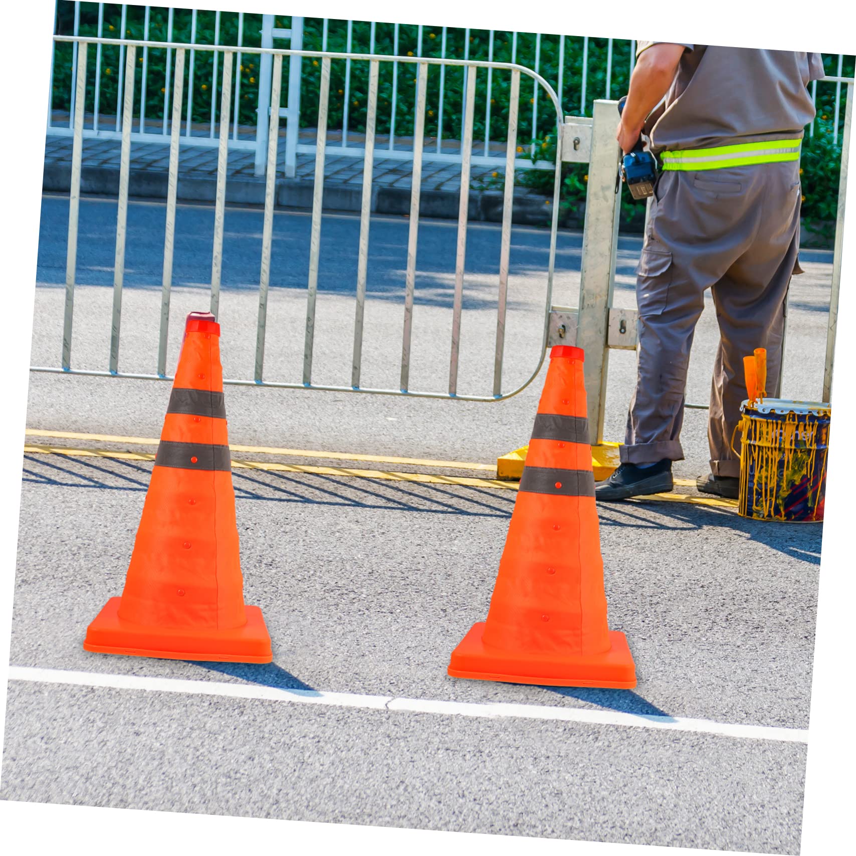 Cône de Signalisation Pliable 45cm, Lot 2, PP, Orange Noir | Réfléchissant, Réutilisable, Tenue, pour Parking, Panne, Autoroute, Sport