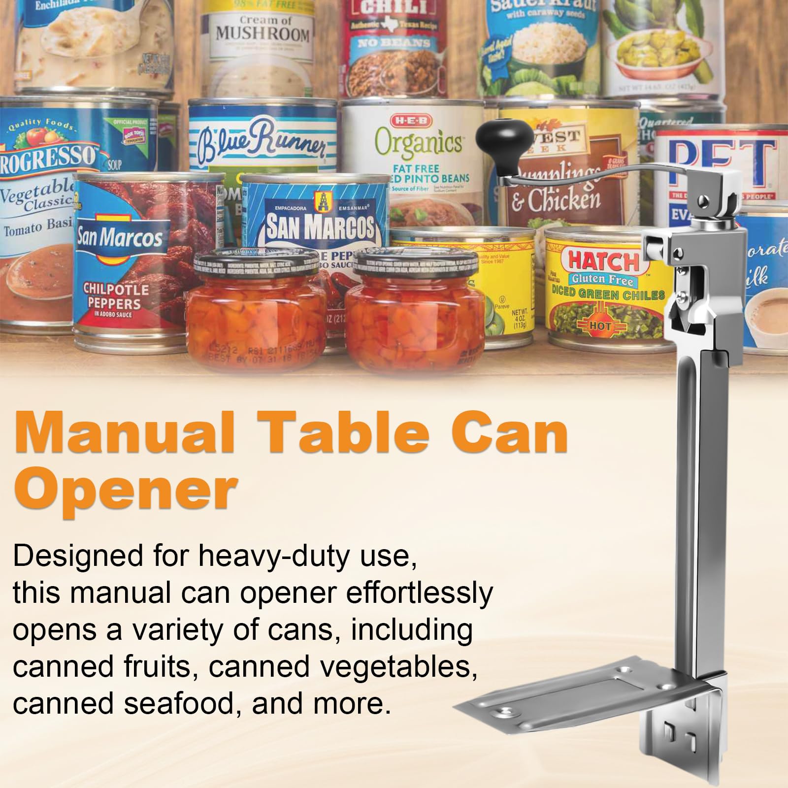 Apriscatole manuale compatibile con Edlund #1, Apriscatole per ristorante grandi lattine fino a 27,9 cm di altezza.