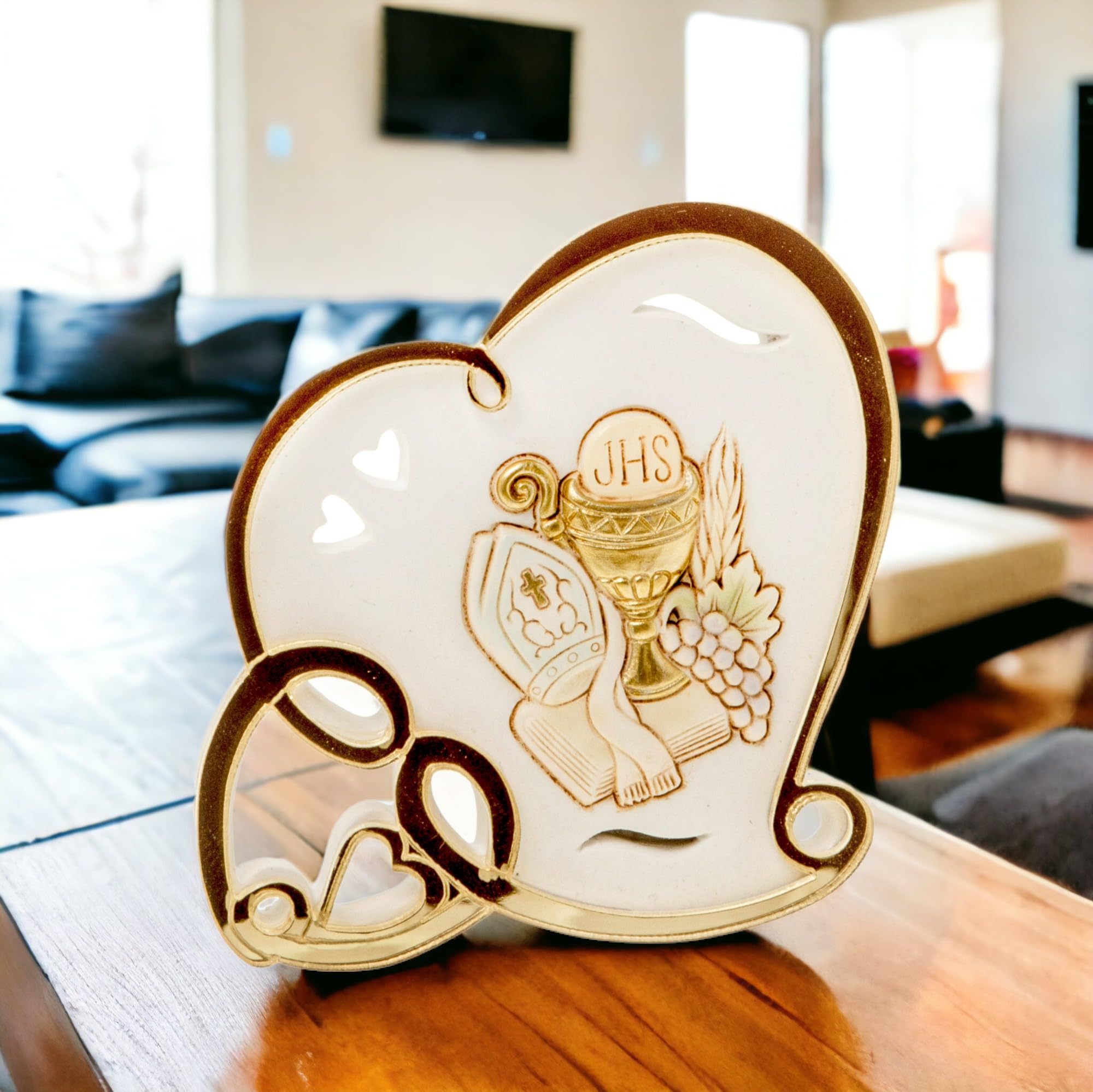 Doni Bomboniere Taufe 8 Stück Heilige Ikone in Form eines Heiligen Heiligen Symbols Erstkommunion Konfirmation Hochzeit Künstlerisch Jesus Region Sakrament Liebe Zärtlichkeit Herz mit Bild in der