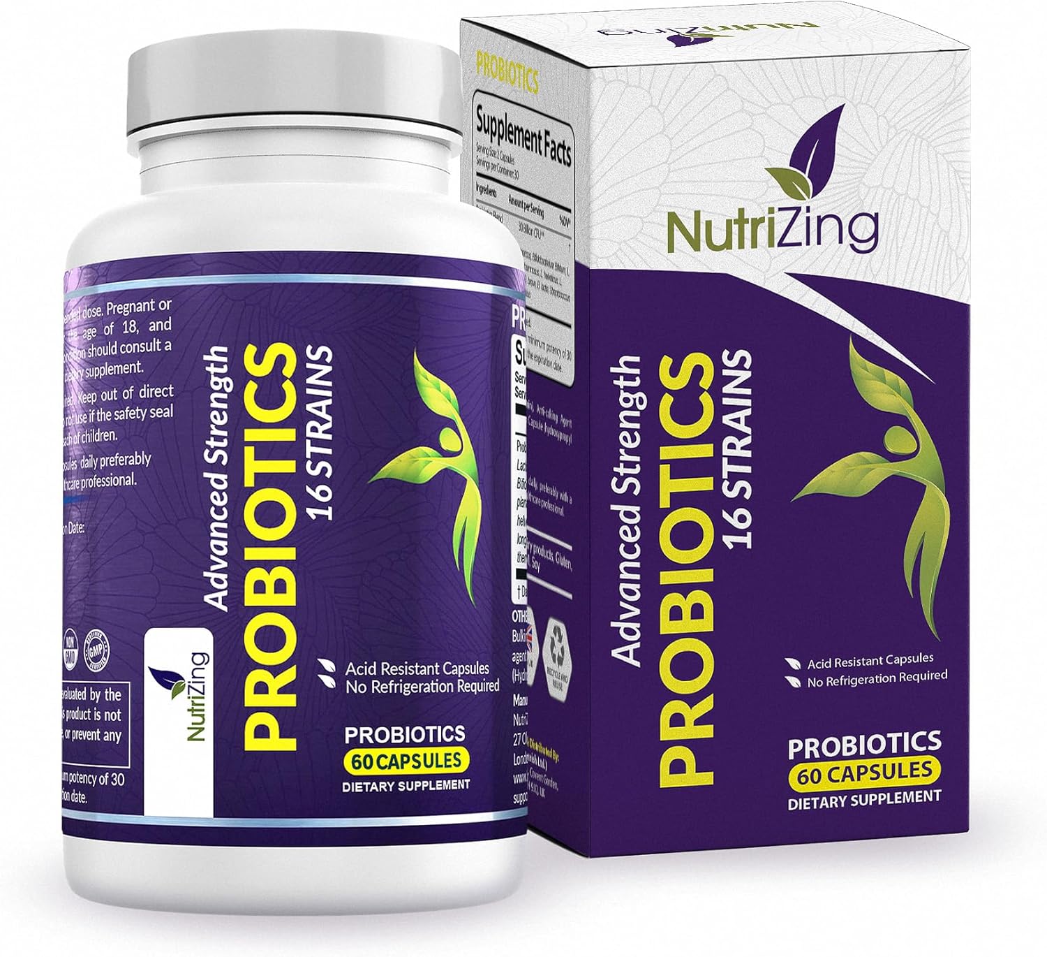 NutriZing Vegan Probiotics for Digestive Health – 30 Billion CFU & 16 strains – Bifidobacterium & Lactobacillus Probiotics for Men & Women – Delayed Release Probiotic Gut Health Supplement