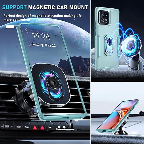 Miniatura 7 de Janmitta Funda para Motorola Edge+ Plus (2023), resistente a prueba de golpes, soporte de anillo de metal giratorio integrado NO para Edge + 2022 o