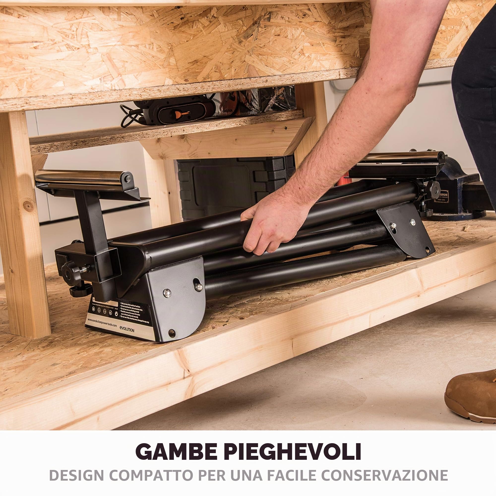 Evolution Power Tools - Supporto troncatrice con estensioni, Nero