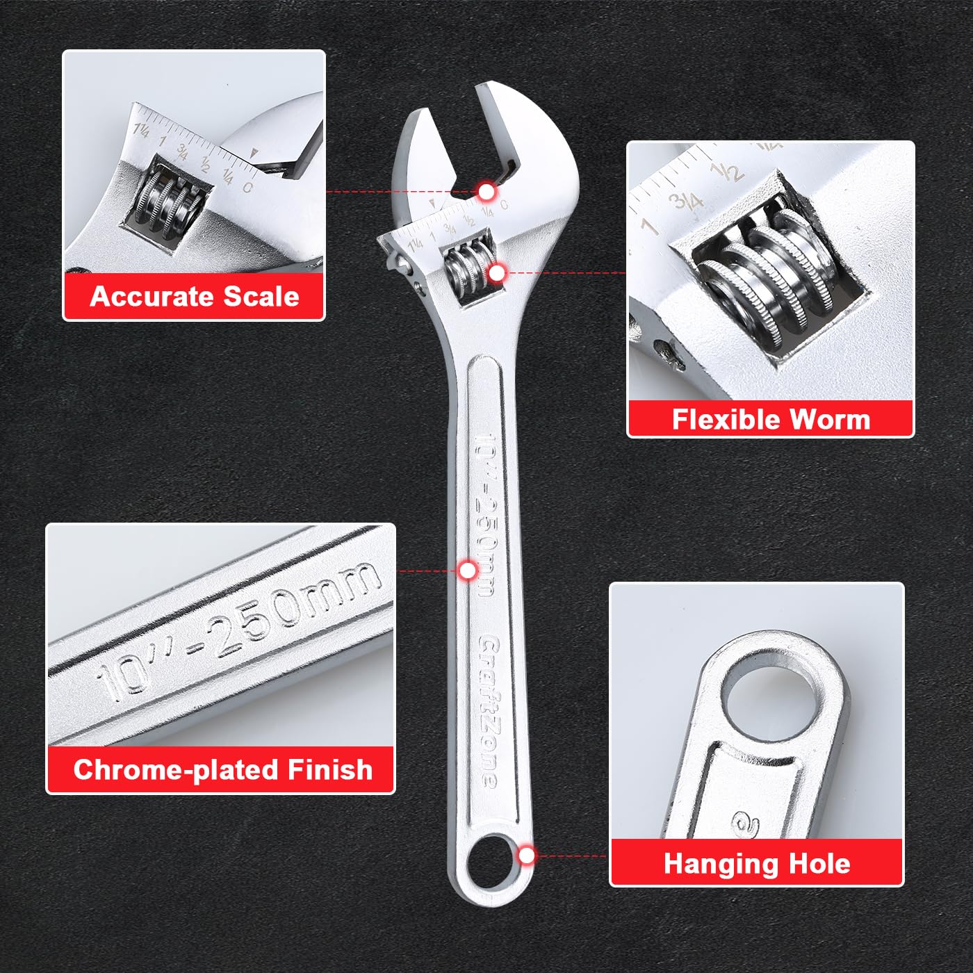 Adjustable Wrench Set - 6/8/10 Inch SAE & Metric -3 Adjustable Wrench Set - 6/8/10 Inch SAE & Metric -3