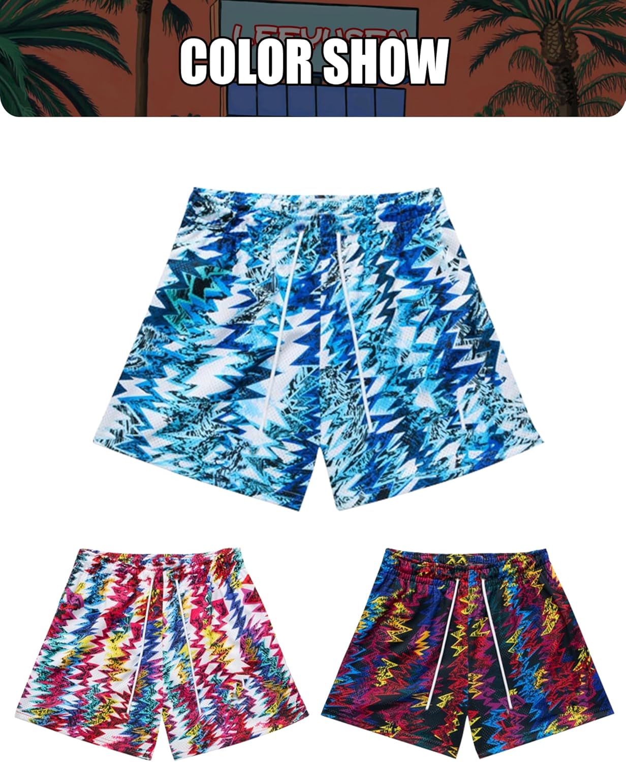 Mens Graphic Shorts Casual Drawstring Running Workout Streetwear Lightweight Basketball Shorts