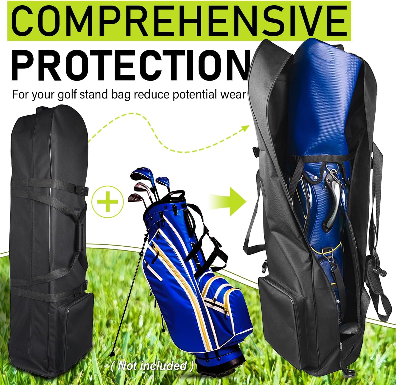 Outdoors Golf Travel Bag, Detachable Shoulder Straps and Rubber Wheels，Soft Foldable Golf Club Travel Covers, 900D Heavy Duty Oxford -Universal Size - Image 5