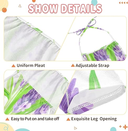 Lavender Purple Flowers Jumpsuits Little Girls Rompers Toddler Infant One-piece Kid Cotton Outfits Baby(2T)