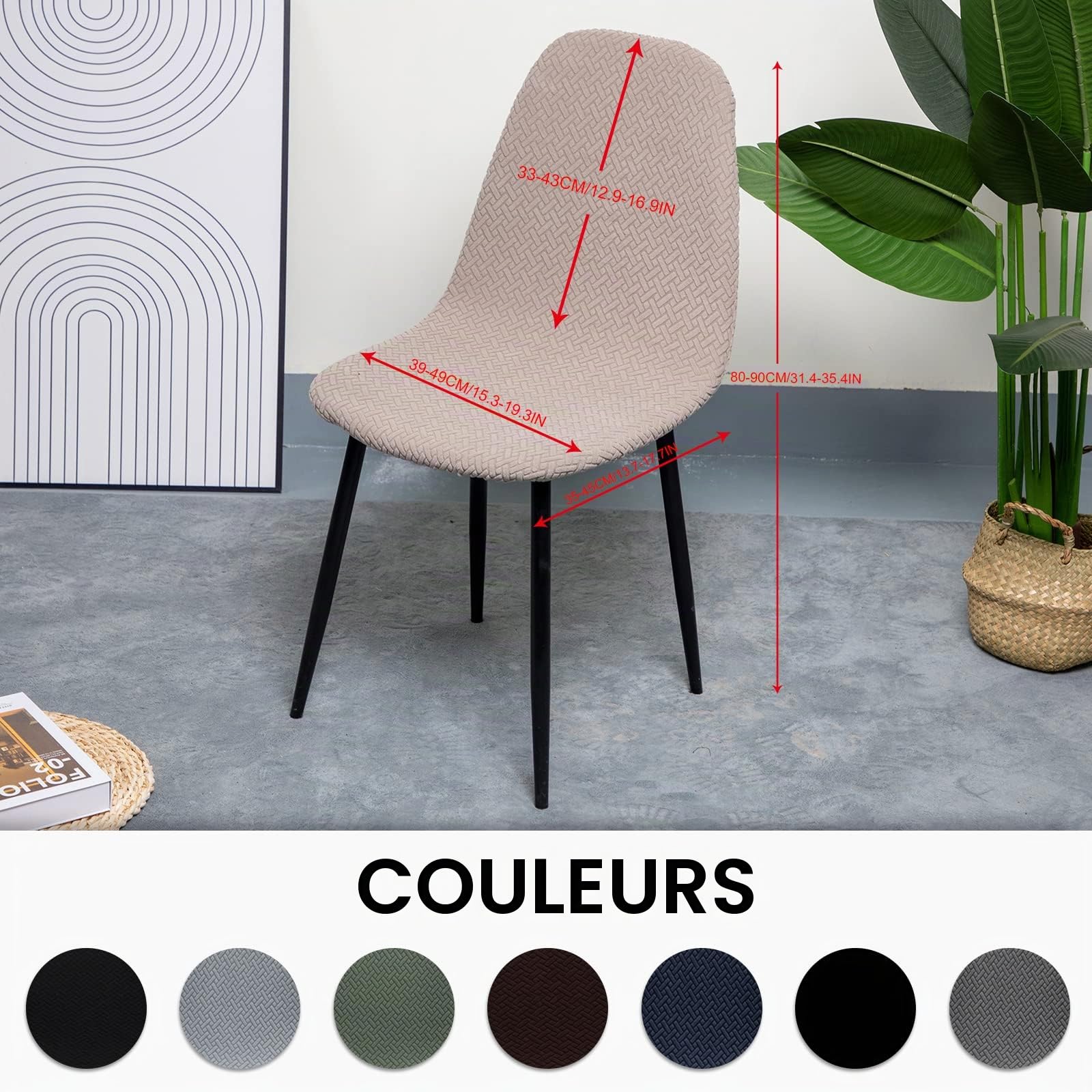 Lydevo Housse de Chaise Scandinave Extensible Lot de 4 Moderne Lavable Universel Couverture de Chaise de Salle à Manger