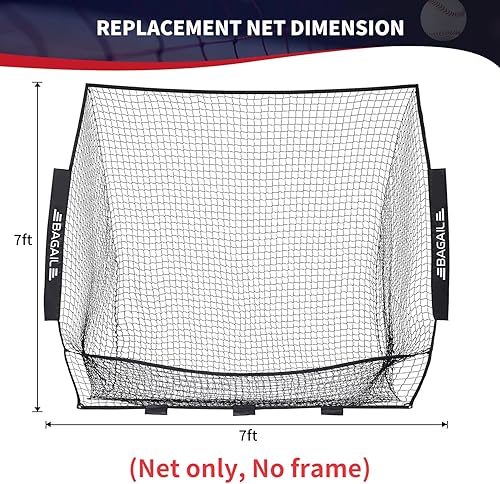 Miniatura 3 de BAGAIL Red de repuesto de 7 x 7 pies para béisbol y sóftbol (solo red, sin marco), red de béisbol de repuesto de poliéster sin nudos de 7 hebras