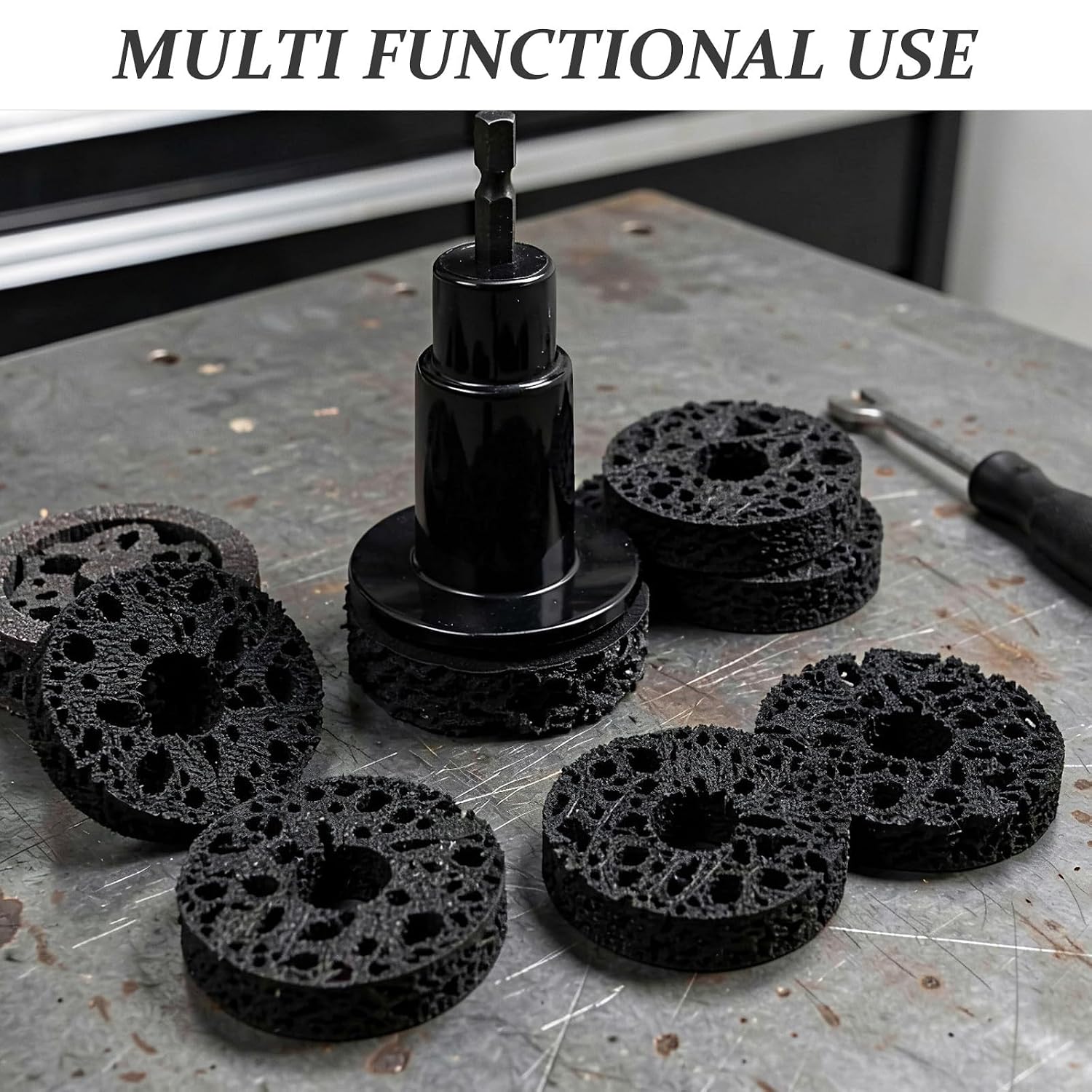Brake Cleaning Tool 50mm Abrasive Disc Hex Shank Kit Black
