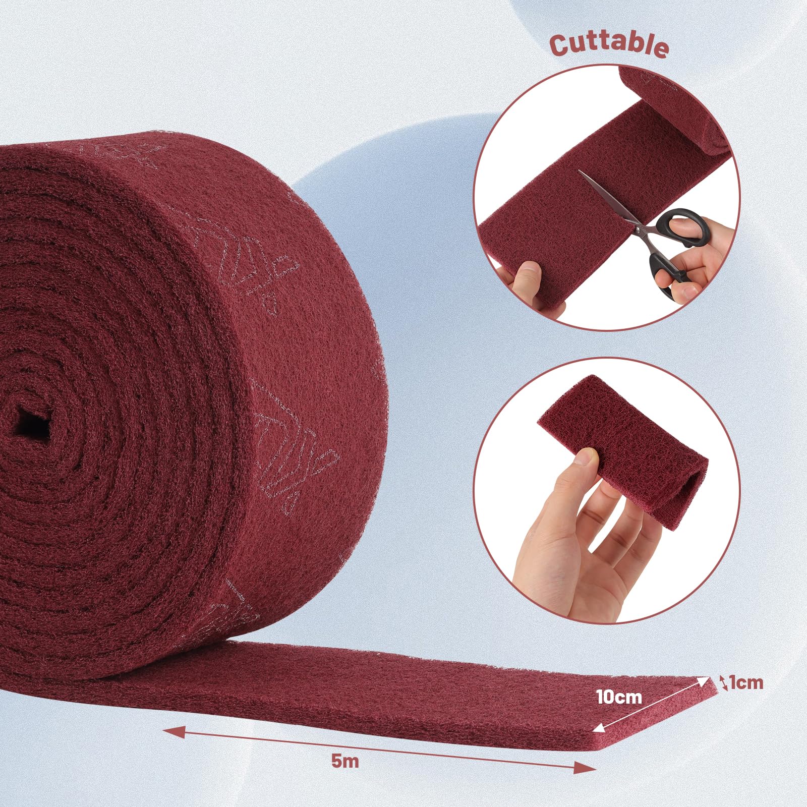 Spugne Abrasive 5 m x 100 mm, grana 240, impregnato per una lunga durata, tessuto non tessuto abrasivo per legno, metallo, acciaio inossidabile, ecc. (grana 240)