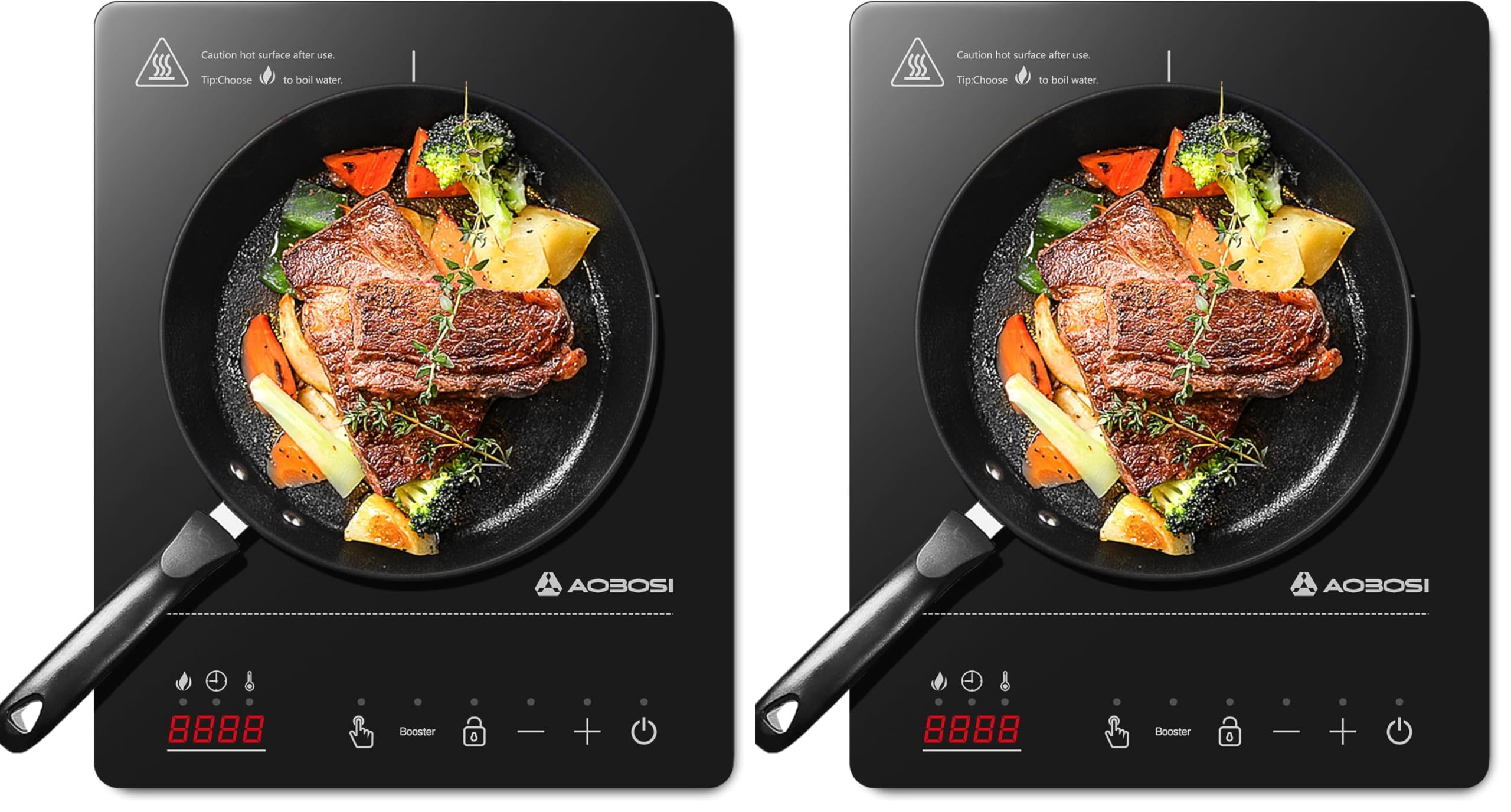 Aobosi Single Induction Cooker,Portable Induction Hob with Ultra-thin Body(32 * 26 * 4.2),20 Power and Temperature levels,Booster Function 2000W,Safety Lock,10H Timer,Black — view 9