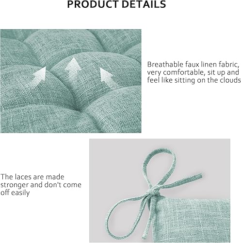 Miniatura 6 de ELFJOY Cojines de mecedora para silla mecedora, cojines de madera para mecedora, cojín de respaldo alto y cojín de asiento, juego de 2 piezas (azul