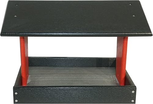 DutchCrafters Fly by - Comedero de plástico de polietileno para pájaros con techo cubierto para pájaros silvestres, duradero, para todo tipo de