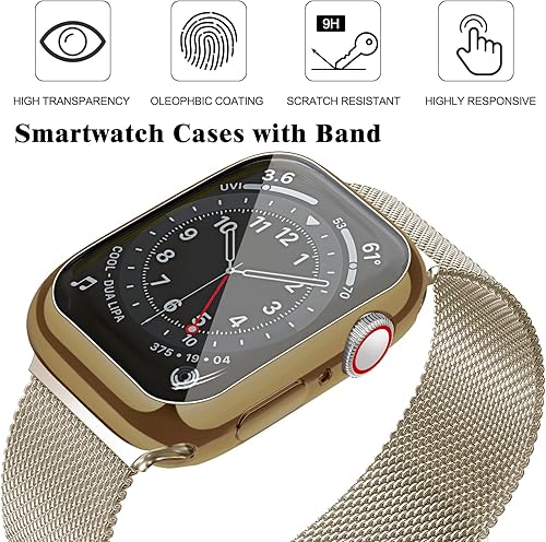 Miniatura 2 de JuQBanke - Bandas magnéticas de metal compatibles con Apple Watch de 1.575 pulgadas con funda. Correa de repuesto de malla milanesa de acero