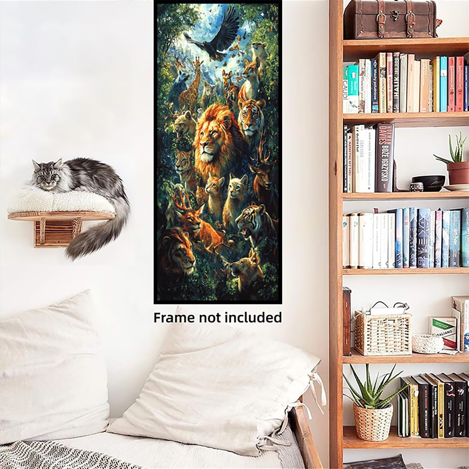 Malen Nach Zahlen 50x150cm Leinwand Tier Malen Nach Zahlen Erwachsene mit Ohne Rahmen, DIY Kreativ Set für Erwachsene mit Pinseln und Acrylfarbe, Zimmer Deko Wald Landschaft Geschenk, P0M-893