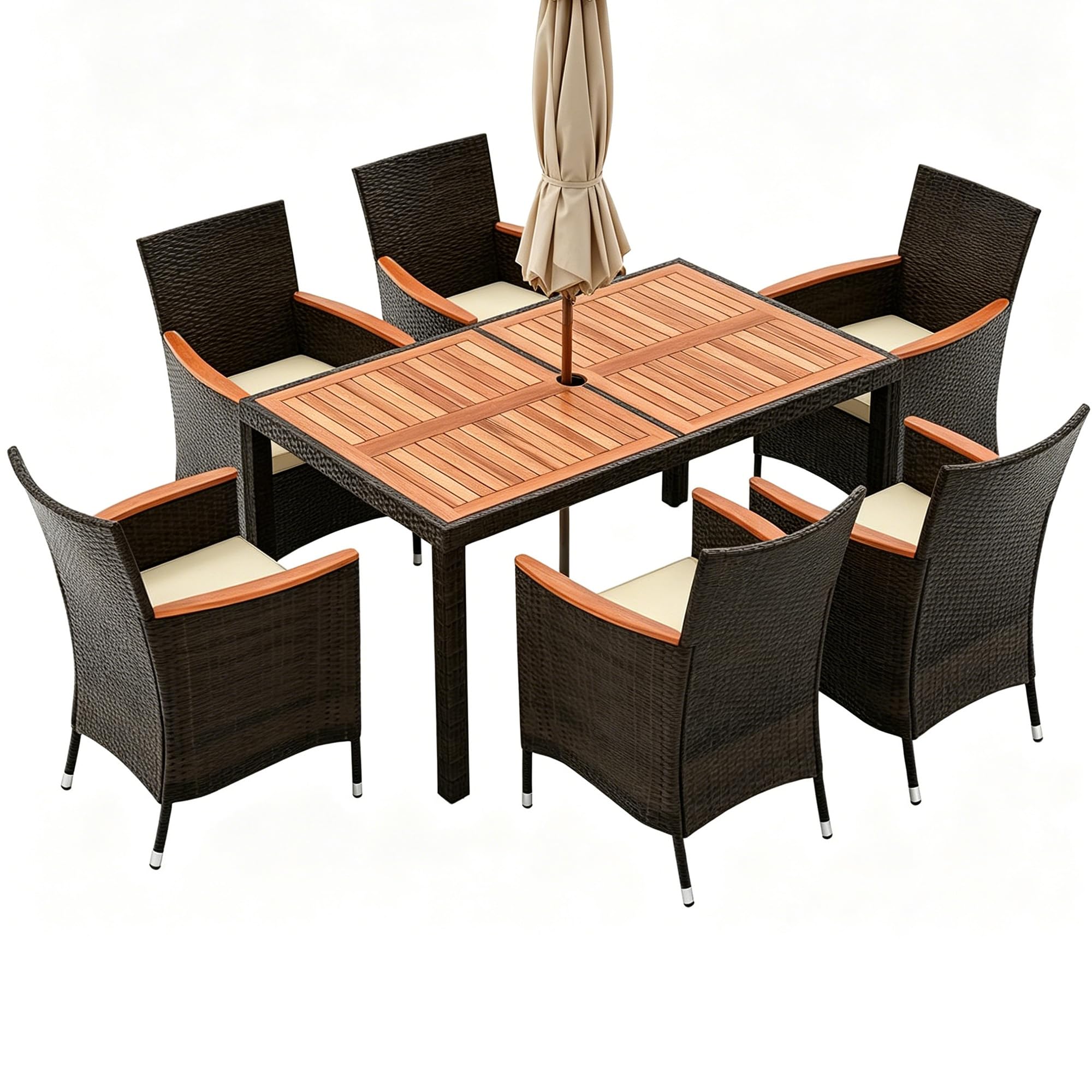 Amazon.com: DORTALA Patio Dining Furniture Set for 6, 7 Piece PE