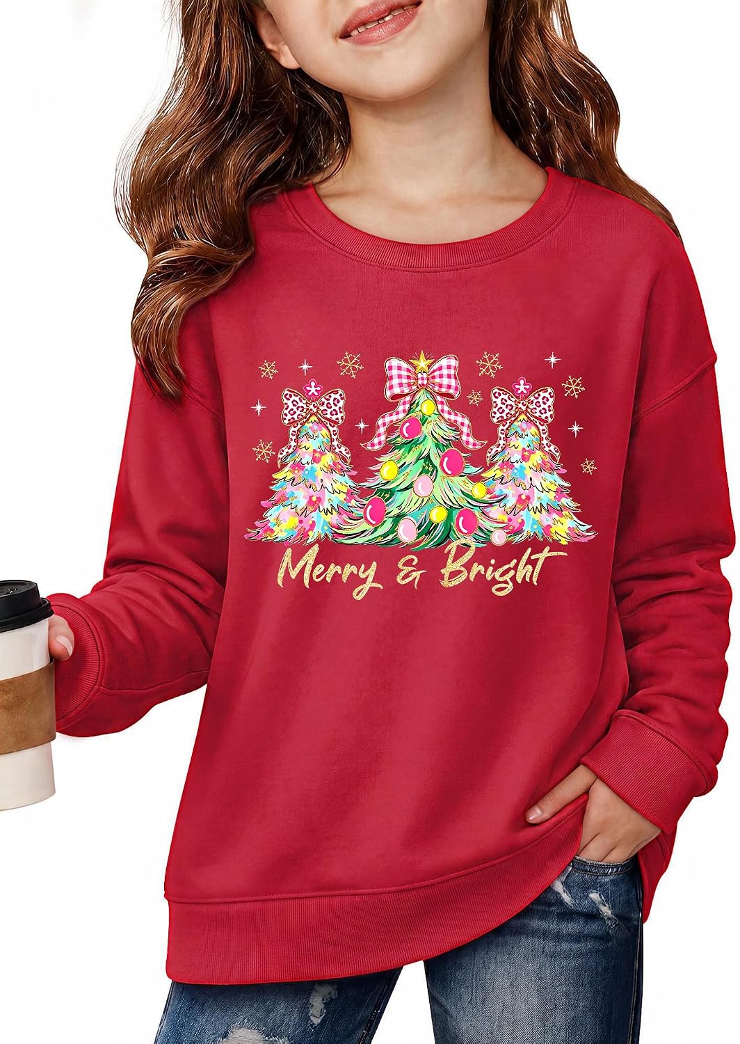 Boys Girls Christmas Sweater for Kids Ugly Christmas Sweater Cute Merry Sweatshirt Long Sleeve Shirts Xmas Tree Tops
